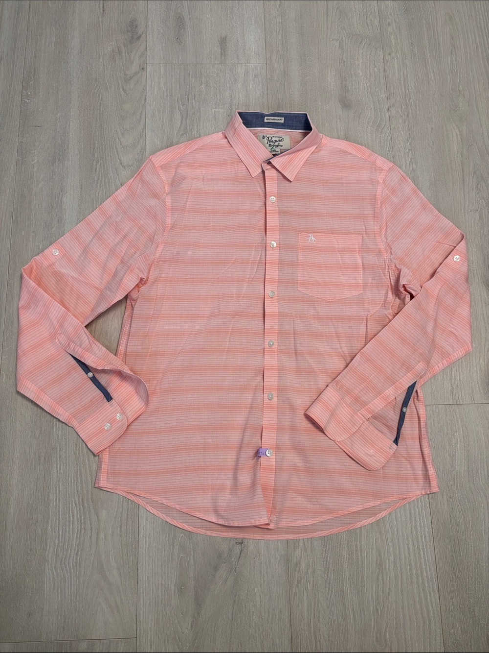 🔥BUNDLESALE Mens L Original Penguin Cotton Heritage Slim Fit Button-Down Shirt